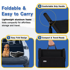 FURDO foldable pet stairs stored in the trunk for travel.