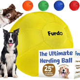 Furdo Herding Ball with 25-inch yellow cover ready for large dogs' play