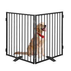 Furggis metal freestanding dog gate 24w-32h secures stairs and doorways.