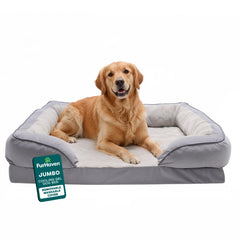 FurHaven cooling gel dog bed top view for large dogs keeps surfaces cooler at night