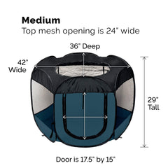 Furhaven Sailor Blue playpen showing 360-degree mesh for airflow.