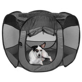 Furhaven portable playpen front view for relaxed pets