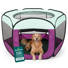 FurHaven portable playpen with 360-degree mesh for airflow and monitoring