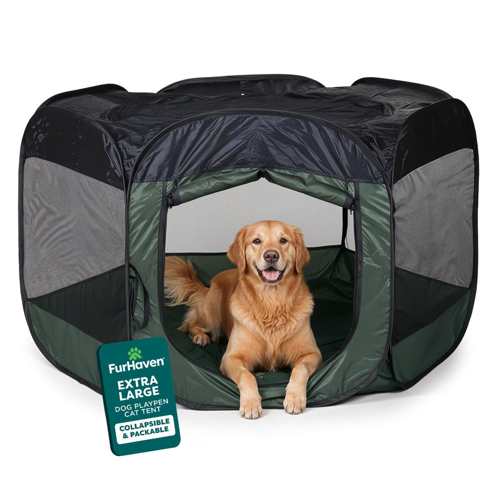 FurHaven portable playpen folded carry bag showing easy transport for travel.