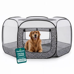 FurHaven portable playpen with mesh walls for steady airflow and visibility.