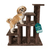 Furhaven Steady Paws 4-step stairs, front view, sturdy and plush for easy pet access.