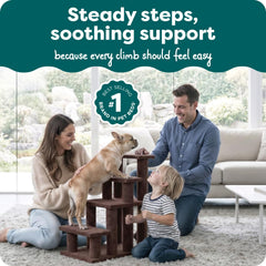 Furhaven Steady Paws 4-step stairs, side view on a couch for small dogs.
