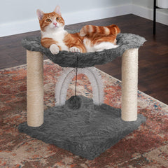 Furhaven Tiger Tough Hammock Playground with self-grooming brush for fur care and cleaning.