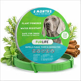 FurLife flea and tick collar for dogs with waterproof green design for all-breed protection.