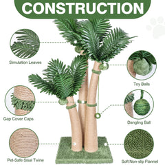 Furlogy three-curved palm-tree cat tree with varied climbing routes.