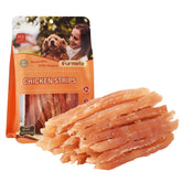 Furmate chicken jerky strips in resealable bag for training rewards.
