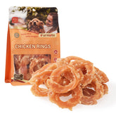 Furmate Chicken Jerky Rings packaging highlights natural ingredients and taurine support for dogs.