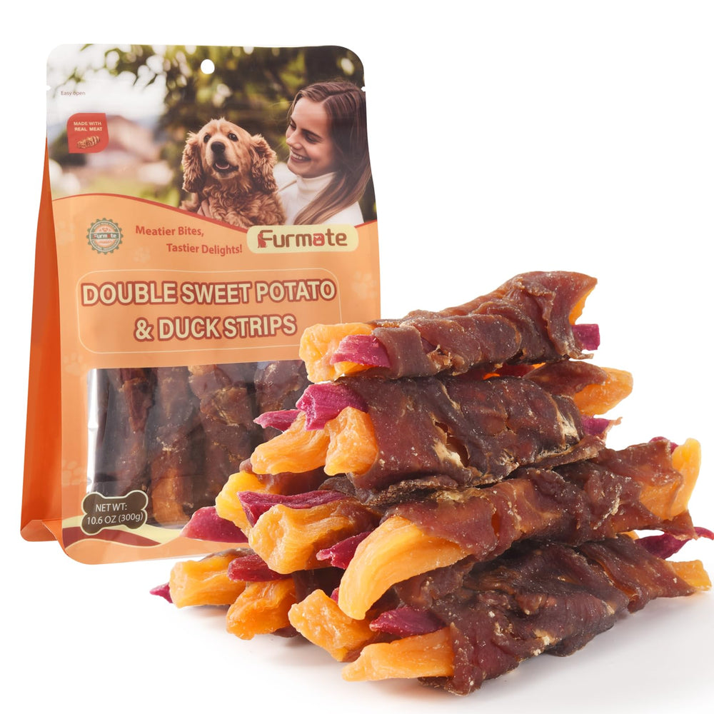Furmate duck-wrapped sweet potato treats pack-shot ideal for daily training rewards.