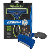 FURminator undercoat deshedding tool for large dogs with ergonomic handle reduces loose fur.