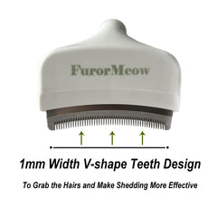 FurorMeow V-shaped teeth close-up showing 1 mm gaps.