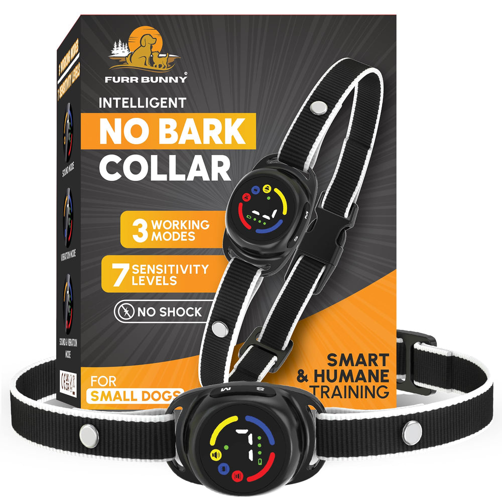 FURR BUNNY 2026 bark collar packaging showing humane non-shock design for pets