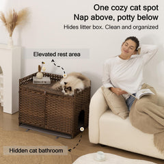 Furriends hidden litter box side table provides discreet storage for tidy spaces.
