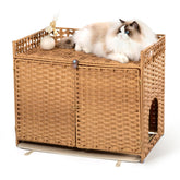 Furriends litter-box-enclosure with two mats hides litter and adds furniture-style appeal.