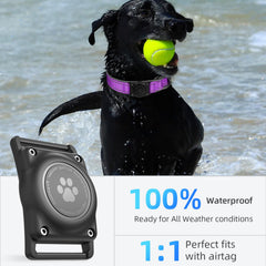 Furrigo AirTag dog collar reflective strip for nighttime visibility.