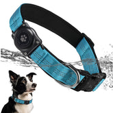 Furrigo Upgraded AirTag Dog Collar blue close-up with integrated holder for secure tracking