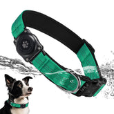 Furrigo Upgraded AirTag Dog Collar teal closeup showing integrated AirTag holder for secure tracking.