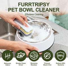 Furrtripsy foam cleaning in action shows residue-free bowls.
