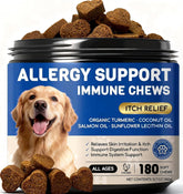 FURRY ARMOR dog allergy chews bottle supports itching relief and skin comfort.