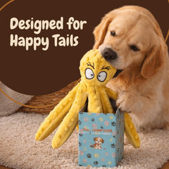 Furry Friends Haven crinkle squeaker plush toy adds engaging sounds during play.
