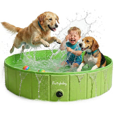 Furrybaby dog pool foldable green 47-inch side view for cooling dogs outdoors