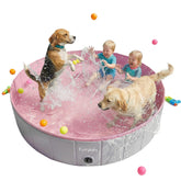 Furrybaby pink 63-inch dog pool side view showing non-slip surface for safe play