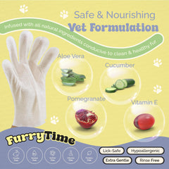 FURRYTIME glove wipes clean cat coat with hypoallergenic care