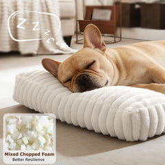 FURTIME large bed with imitation rabbit fur cover for year-round warmth.