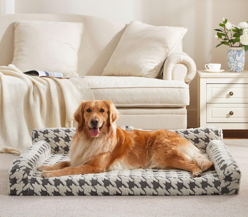 FURTIME orthopedic dog bed memory foam interior supports joints for deep rest.