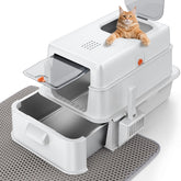 FURTIME XL front-entry stainless steel litter box for easy access and spacious comfort