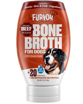 Furvor Beef Bone Broth for Dogs poured over kibble to boost flavor and hydration.