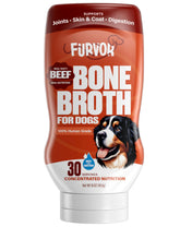 Furvor Beef Bone Broth for Dogs poured over kibble boosts hydration and flavor.