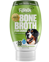 Furvor Beef Mobility Bone Broth poured over kibble for better hydration.