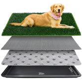 FURWEY dog grass pad top view highlighting lush turf for quick indoor potty training.