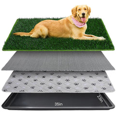 FURWEY dog grass pad top view highlighting lush turf for quick indoor potty training.