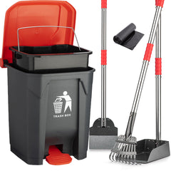 FUSBUNTY dog poop trash can with odor-blocking lid for outdoor yard use.