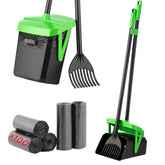 FUSBUNTY Swivel Bin and Rake in action for quick, tidy yard cleanups.