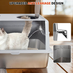 Three configurations of FUTAM litter box for open, semi-enclosed, or enclosed use.