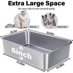 FUTAM extra large litter box dimensions 23.6 by 15.7 by 6 inches