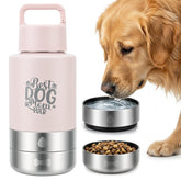 FUYEC 32oz insulated dog bottle top view with integrated bowls for travel