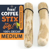 Fuzzl Coffee Wood Dog Stix 2-pack pack shot, natural chew toy for dogs