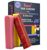 Fuzzl packaging shows three flavours, ideal for varied rewards.