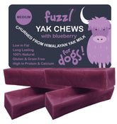 Fuzzl Yak Chews with Blueberry 4 Pack – long-lasting chew for dogs.