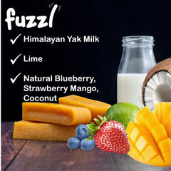 Fuzzl Yak Chews blueberry: flavorful snack with calcium and protein.