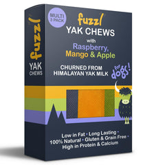 Fuzzl Yak Chews dental action demonstrates gentle plaque-fighting chew for dogs