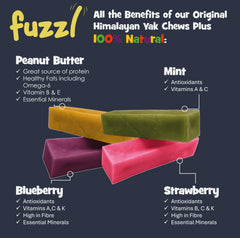 Fuzzl Yak Chews strawberry close-up, tasty multi-flavor option for dogs.